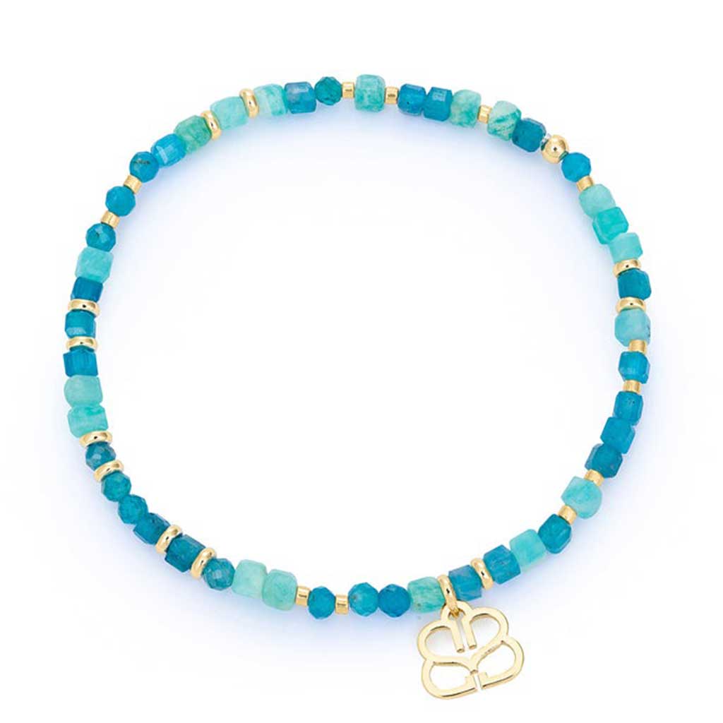 Violet Amazonite & Apatite Gold Beaded Bracelet