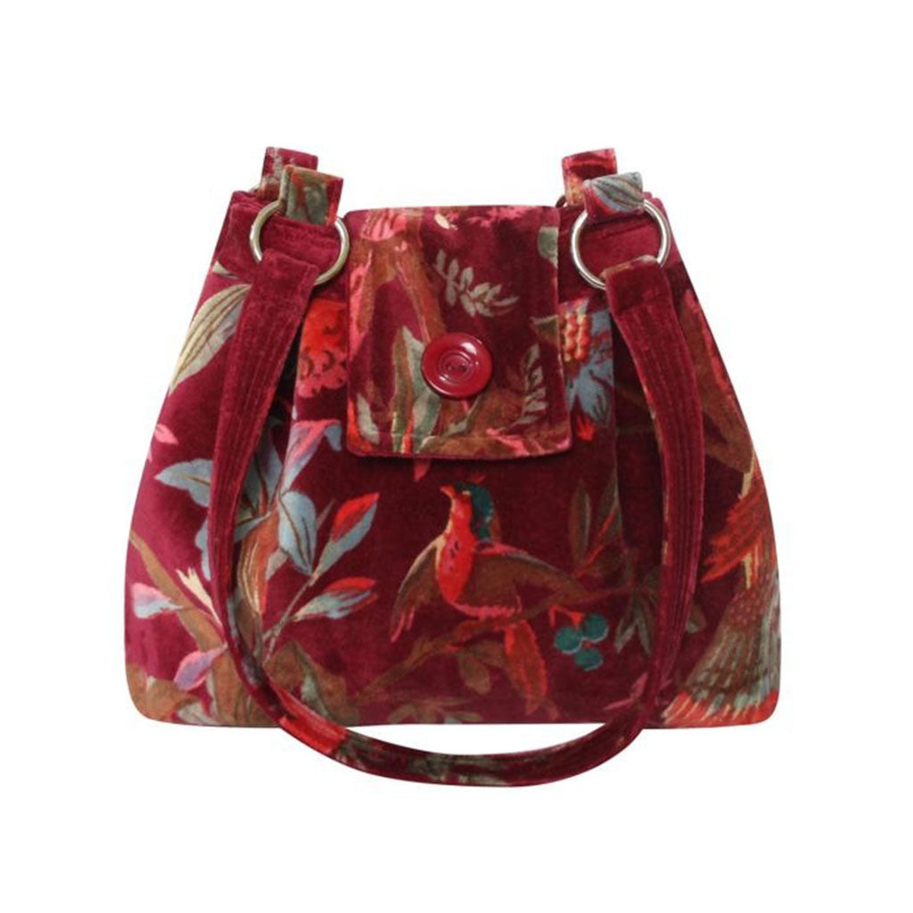 Eden Velvet Ava Bag Red Botanical Velvet