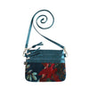 Eden Velvet 3 Zip Pouch Bag Teal Botanical Velvet