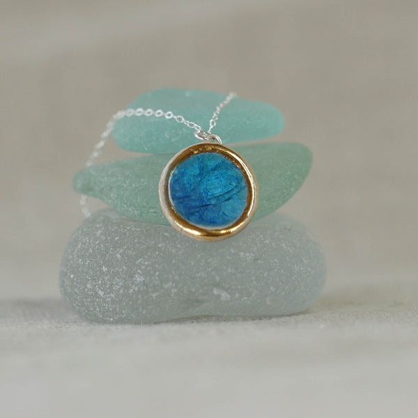 Turquoise Blue Lagoon Oval Sterling Silver Pendant