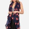 Navy Blue Star Outline Print Cotton Scarf