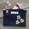 Busy Bee Flat Embroidered Purse - Insideout