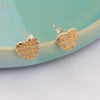 Clay Gold Crosshatch Ceramic Heart Studs - Insideout