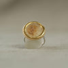 Large Round Crystal and Gold Adjustable Ring - Insideout