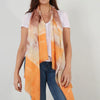 Orange Watercolour Scarf with Colourblock Border - Insideout