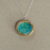 Round Emerald Turquoise Lagoon Sterling Silver Pendant Large - Insideout