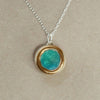 Round Emerald Turquoise Lagoon Sterling Silver Pendant Small - Insideout