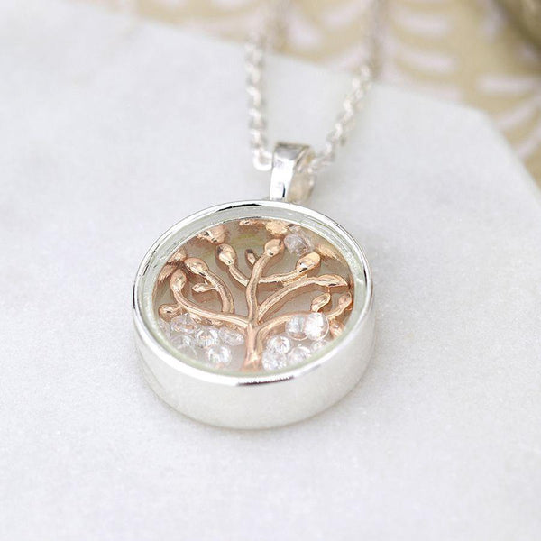 Silver Plated Circle Frame Tree Necklace - Insideout